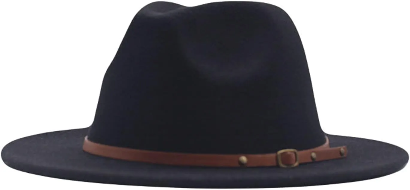 Womens Fedora Hat Wool Hat Classic Wide Belt Panama Hat with Buckle Floppy Baseball Caps Hats for Adults Elegant Women Hats