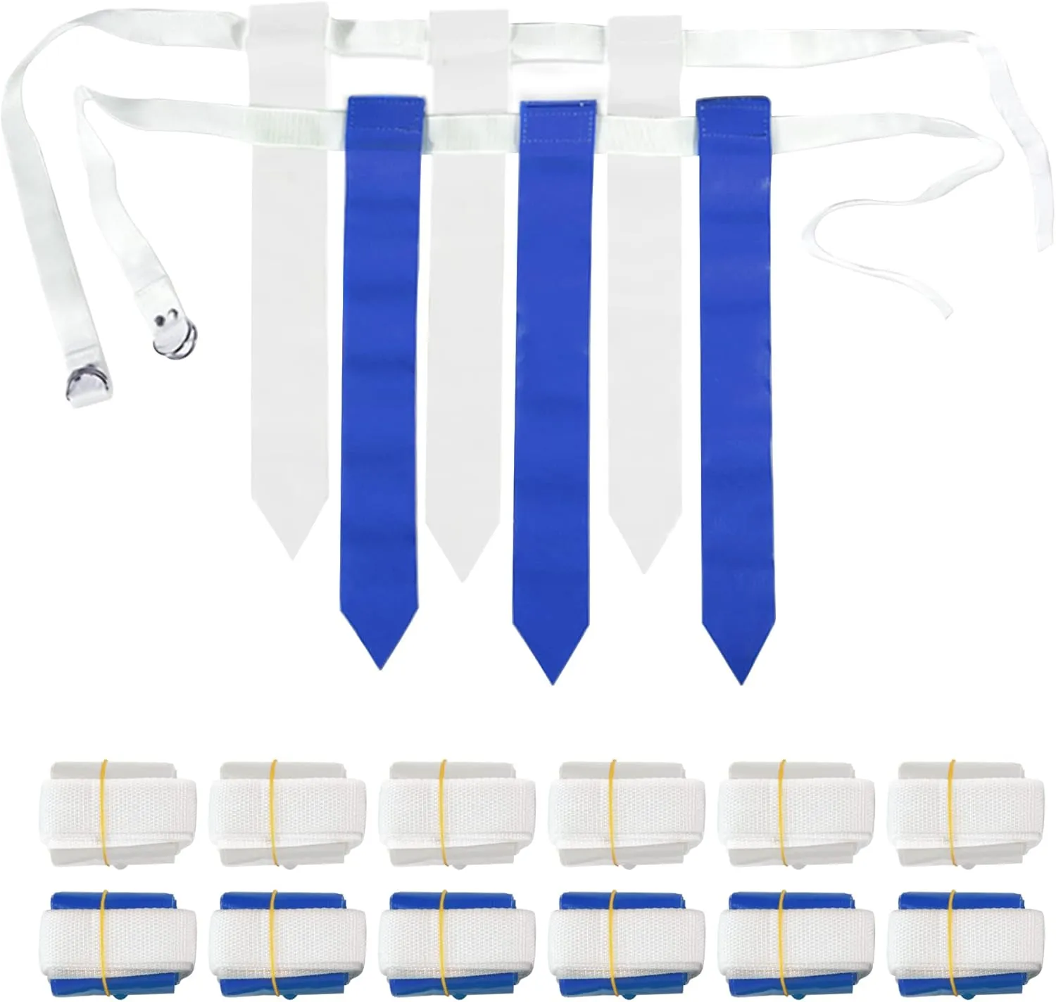 WYZworks 12 Player Adjustable Flag Football Youth/Adult Set, 3 Flags per Belt, Side Release Buckle, 36 Flags, 6 v 6 Set