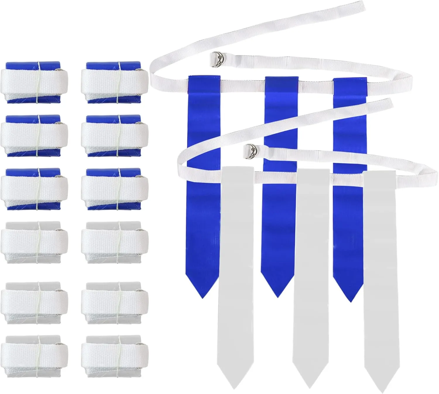 WYZworks 12 Player Adjustable Flag Football Youth/Adult Set, 3 Flags per Belt, Side Release Buckle, 36 Flags, 6 v 6 Set