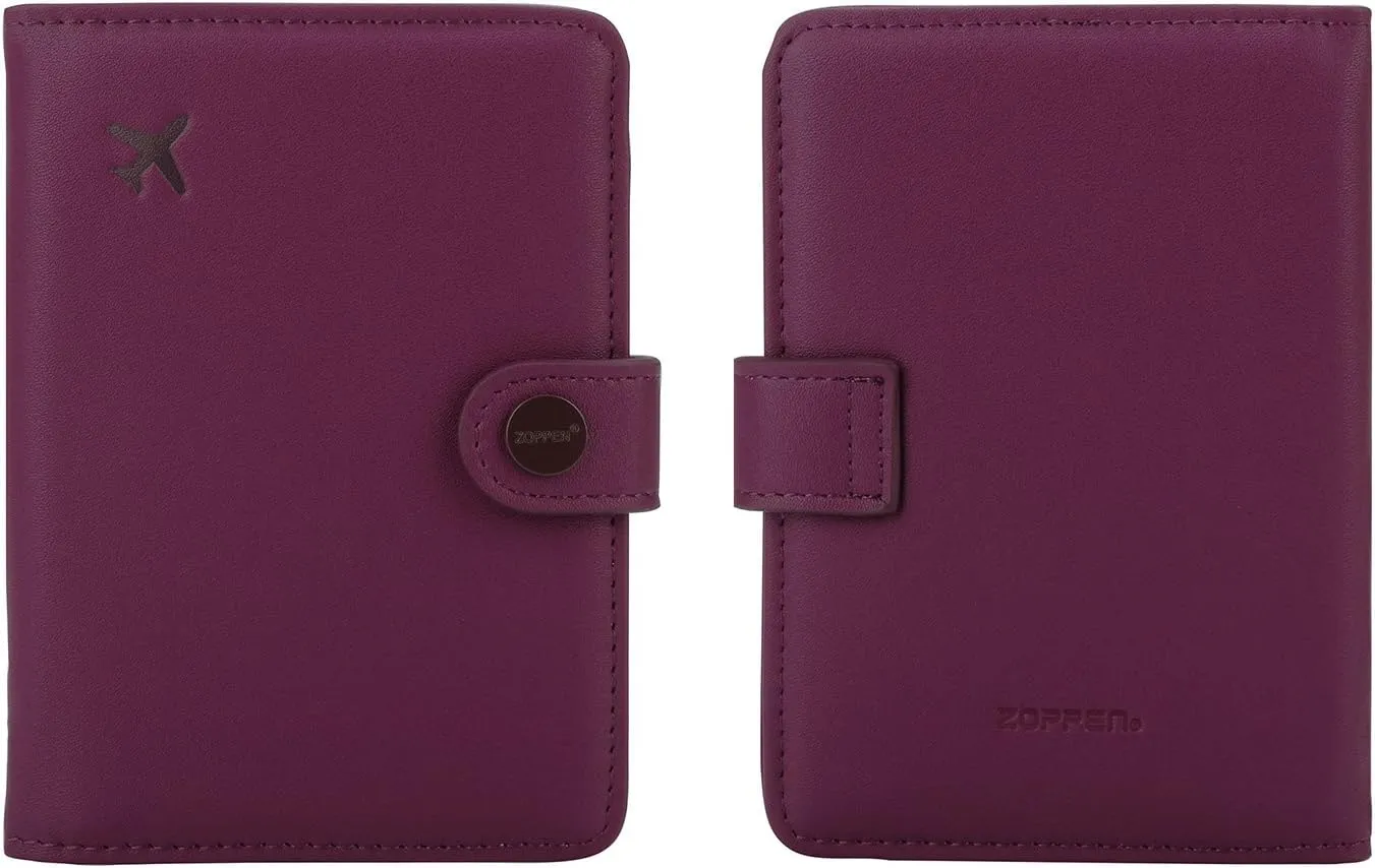ZOPPEN Passport Holder Women, Passport Cover Travel Wallet Rfid Blocking Passport Wallet Cover Case Travel Essentials Document Organizer, Grape Purple